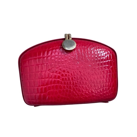 Red Faux Croc Clutch with Shoulder Strap Purse Vintage Y2K - Picture 2 of 11